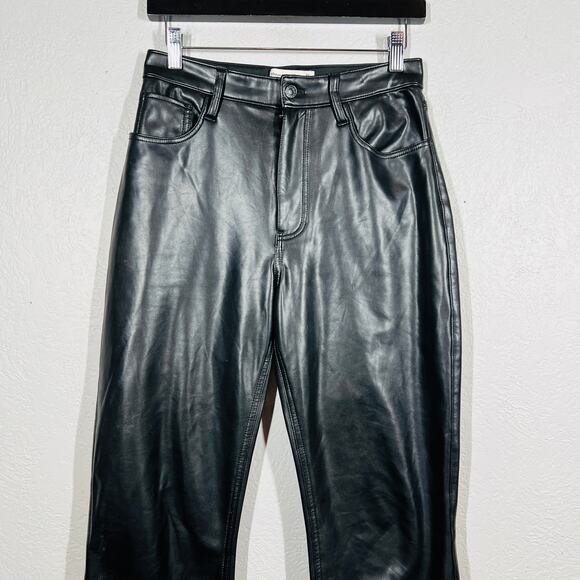 Abercrombie & Fitch 90s Straight Ultra High Rise Faux Leather Pant Black - 27 - Picture 2 of 5